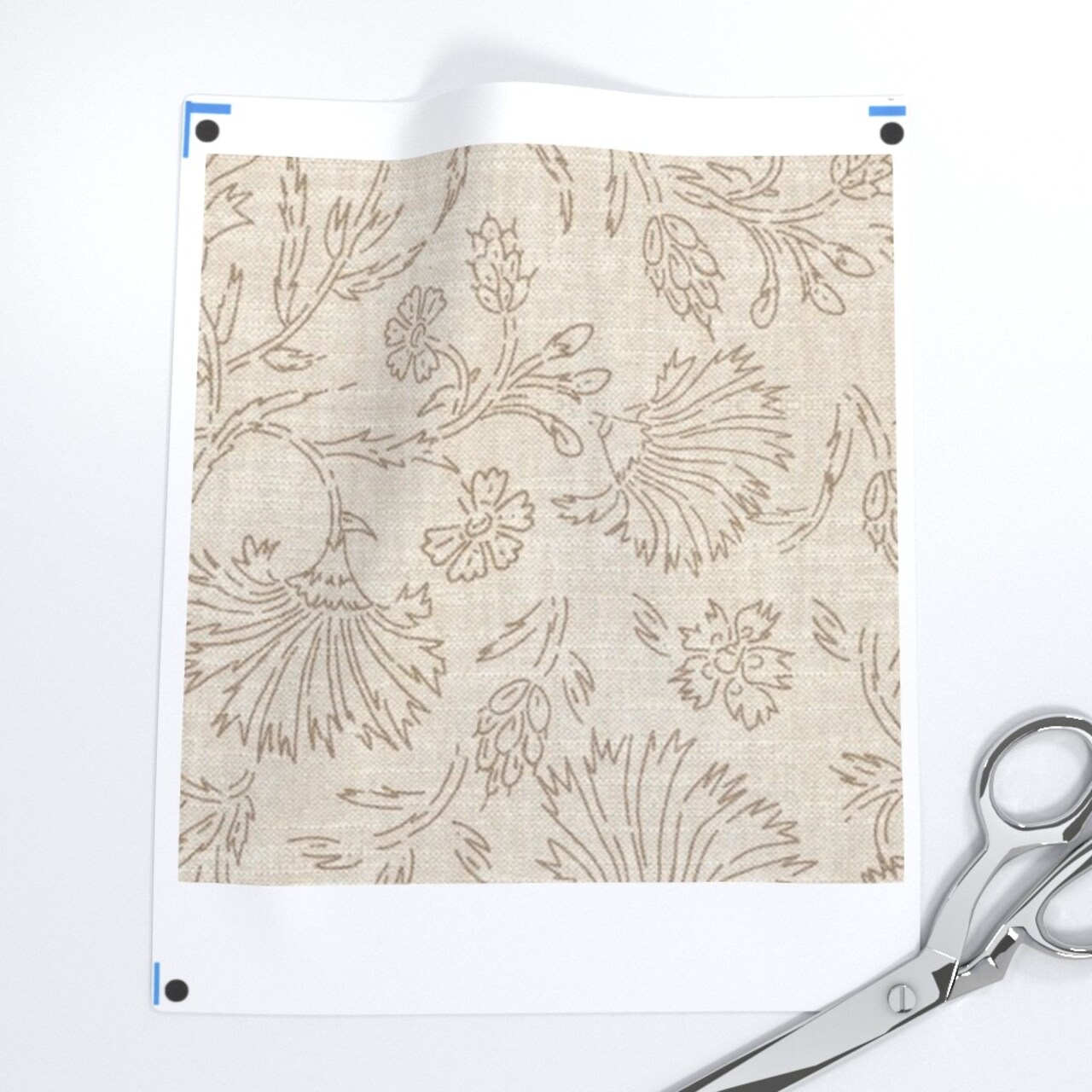 Boho Taupe Floral Bohemian Neutral Faux Woven Look Rustic Flowers India Inspired Custom Printed Fabric by Spoonflower Various Fabrics by the Yard or Fat Quarter